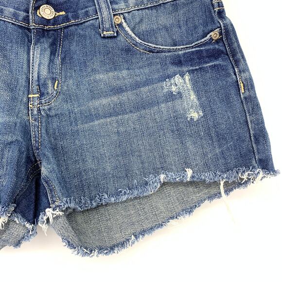 MNG Jeans Cut Off Shorts Womens Size 6 Medium Was Distressed Low Rise - Picture 5 of 6